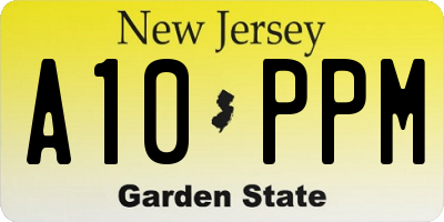 NJ license plate A10PPM