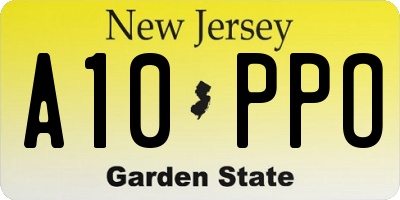 NJ license plate A10PPO