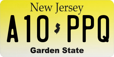 NJ license plate A10PPQ