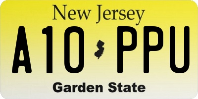 NJ license plate A10PPU