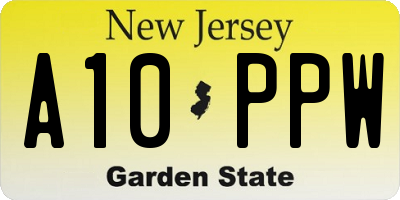 NJ license plate A10PPW