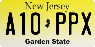 NJ license plate A10PPX