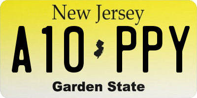 NJ license plate A10PPY