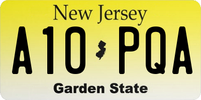 NJ license plate A10PQA