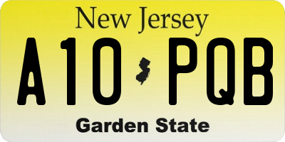 NJ license plate A10PQB