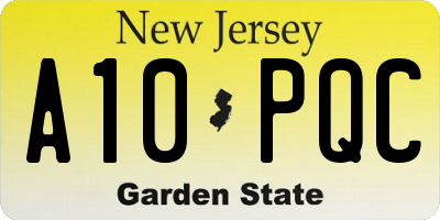 NJ license plate A10PQC