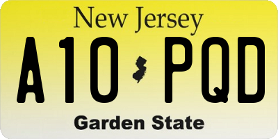 NJ license plate A10PQD