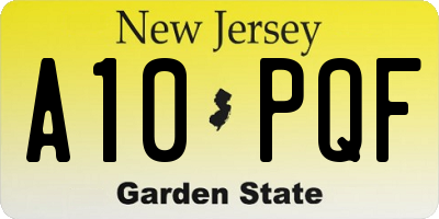 NJ license plate A10PQF