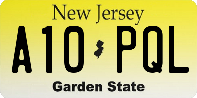 NJ license plate A10PQL