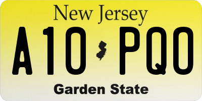 NJ license plate A10PQO