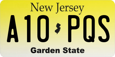 NJ license plate A10PQS