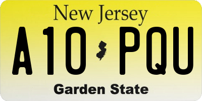 NJ license plate A10PQU