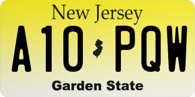 NJ license plate A10PQW