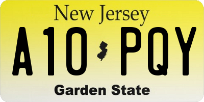 NJ license plate A10PQY