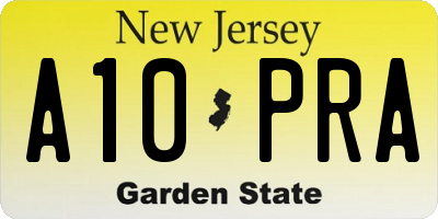 NJ license plate A10PRA
