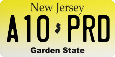 NJ license plate A10PRD