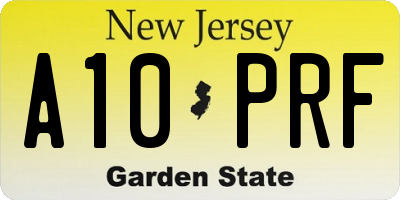 NJ license plate A10PRF