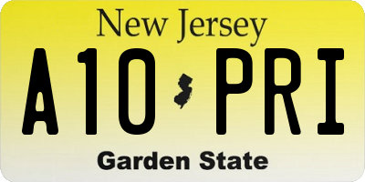 NJ license plate A10PRI