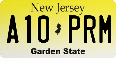 NJ license plate A10PRM