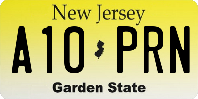 NJ license plate A10PRN