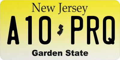 NJ license plate A10PRQ