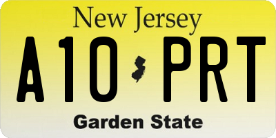 NJ license plate A10PRT