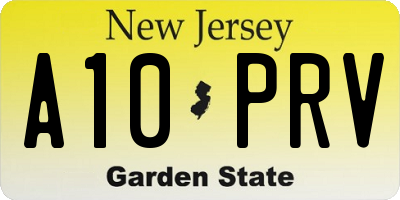 NJ license plate A10PRV