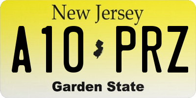 NJ license plate A10PRZ