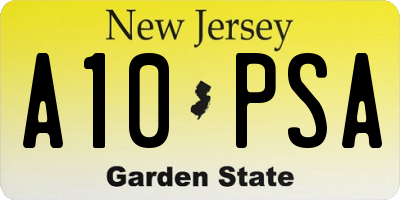 NJ license plate A10PSA