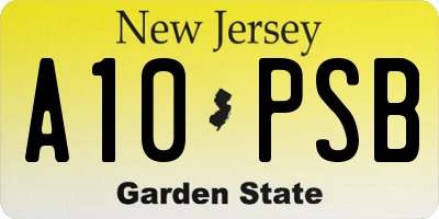 NJ license plate A10PSB