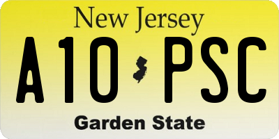 NJ license plate A10PSC