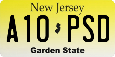 NJ license plate A10PSD