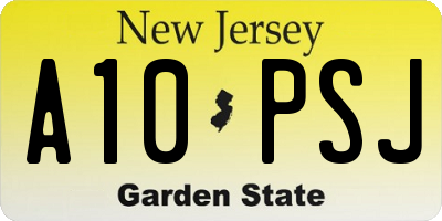 NJ license plate A10PSJ