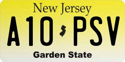 NJ license plate A10PSV