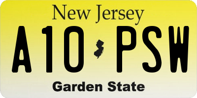 NJ license plate A10PSW