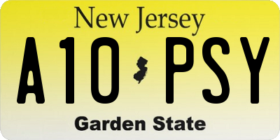 NJ license plate A10PSY