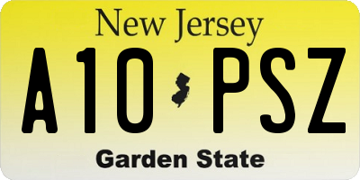 NJ license plate A10PSZ