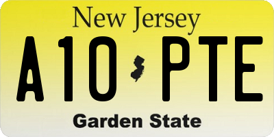 NJ license plate A10PTE