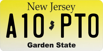 NJ license plate A10PTO