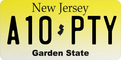 NJ license plate A10PTY