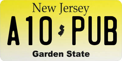 NJ license plate A10PUB