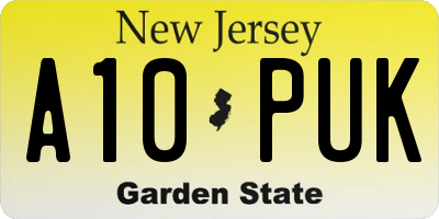NJ license plate A10PUK