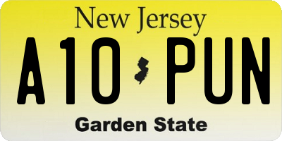 NJ license plate A10PUN