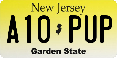 NJ license plate A10PUP