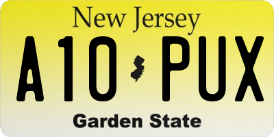 NJ license plate A10PUX