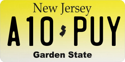 NJ license plate A10PUY