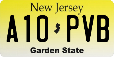 NJ license plate A10PVB