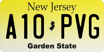 NJ license plate A10PVG