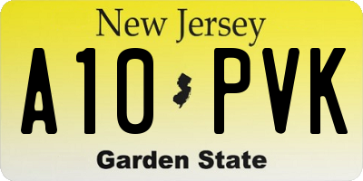NJ license plate A10PVK