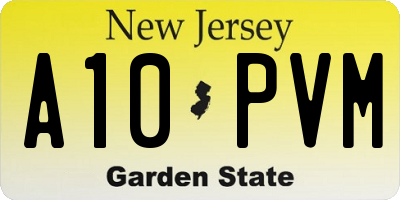 NJ license plate A10PVM